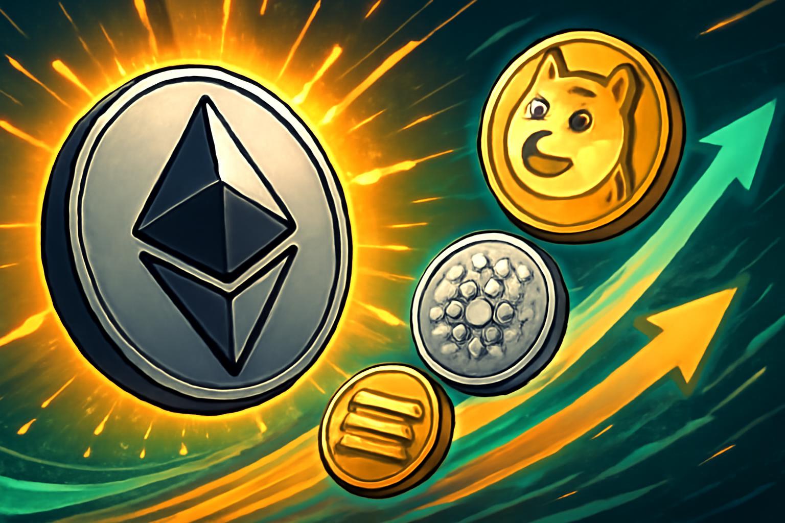 Mid-Sized Altcoins Rally as Ethereum Accumulates On-Chain