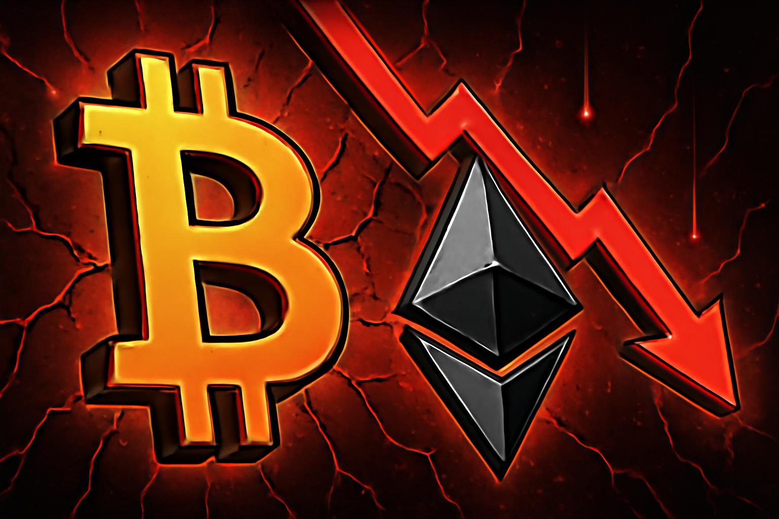 Bitcoin and Ethereum Face Renewed Bearish Pressure as EMA Cross Signals Downturn