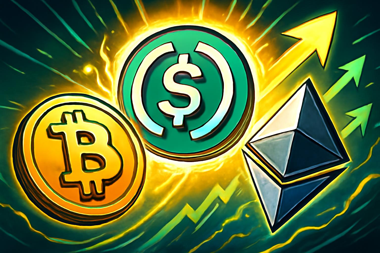 Market Rally Fuels Crypto Surge as Circle USDC Soars; Bitcoin and Ethereum Jump
