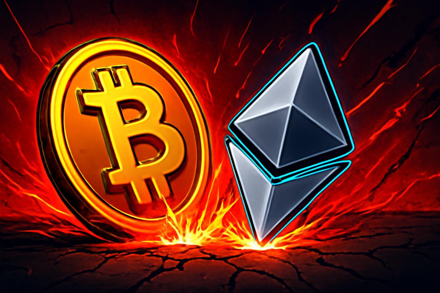 Bitcoin and Ether Fall 7% as Market Fear Surges and Liquidations Rise