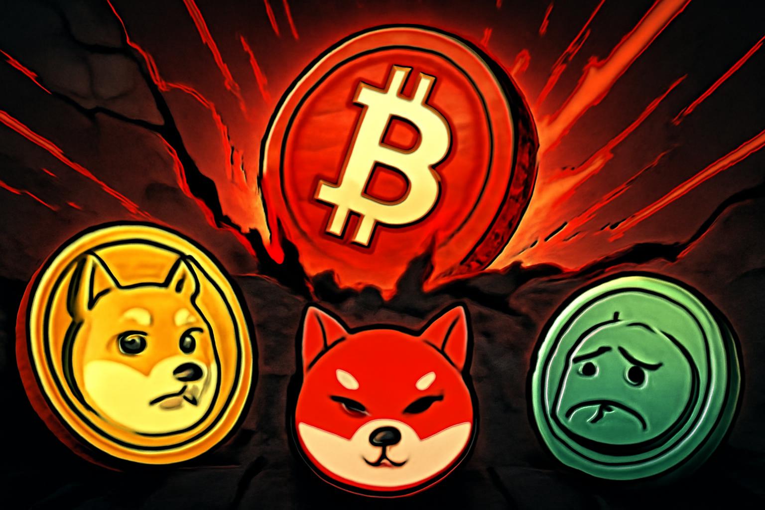 Meme Coins DOGE SHIB PEPE Slide as Bitcoin Dips Below $70,000