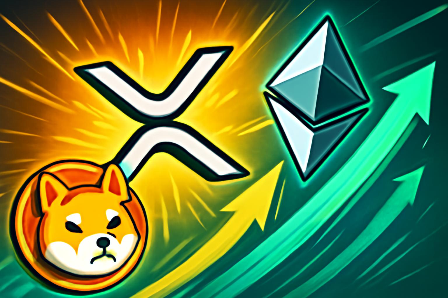 XRP Rebounds as ETH Regains Green Zone and SHIB Signals Recovery