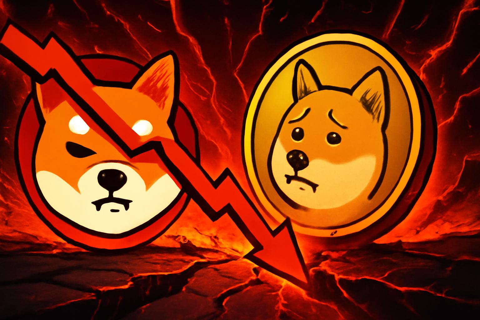 Shiba Inu and Dogecoin Face Further Declines Amid Market Volatility